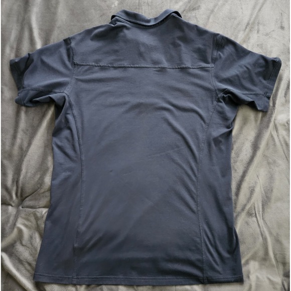 Arc'teryx Polo Shirt Large Navy Short Sleeve Collared Solid Button Logo Men's - Picture 3 of 6